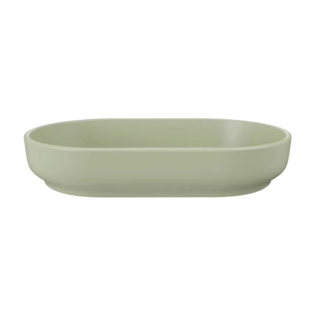 Lavabo ovale da appoggio 55x35 cm in ceramica verde oliva opaco