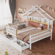letto per bambini in legno massello e mdf bianco e naturale 140x200 cm