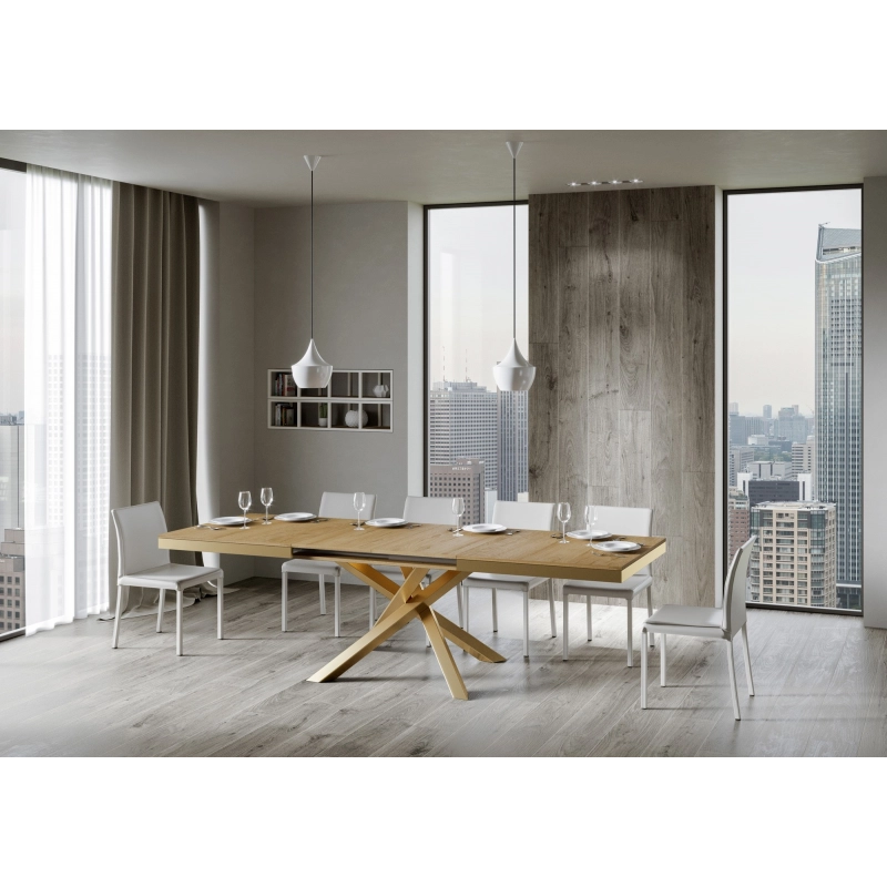 Tavolo allungabile 90x160/264 cm Volantis Evolution telaio Oro - Noce