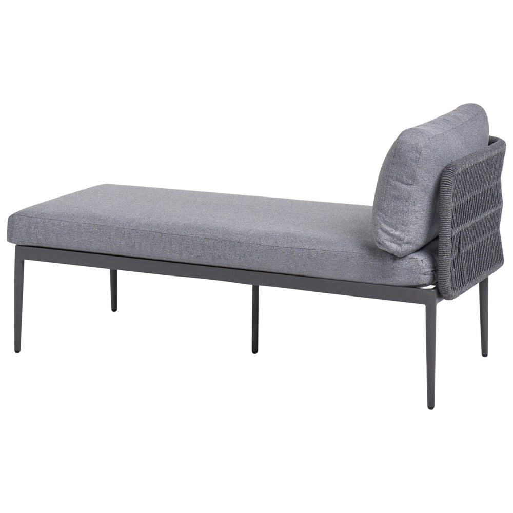 Set da salotto a 3 posti grigio con divano angolare destro in tessuto con struttura in alluminio e tavolino Elegante set da giardino Patio