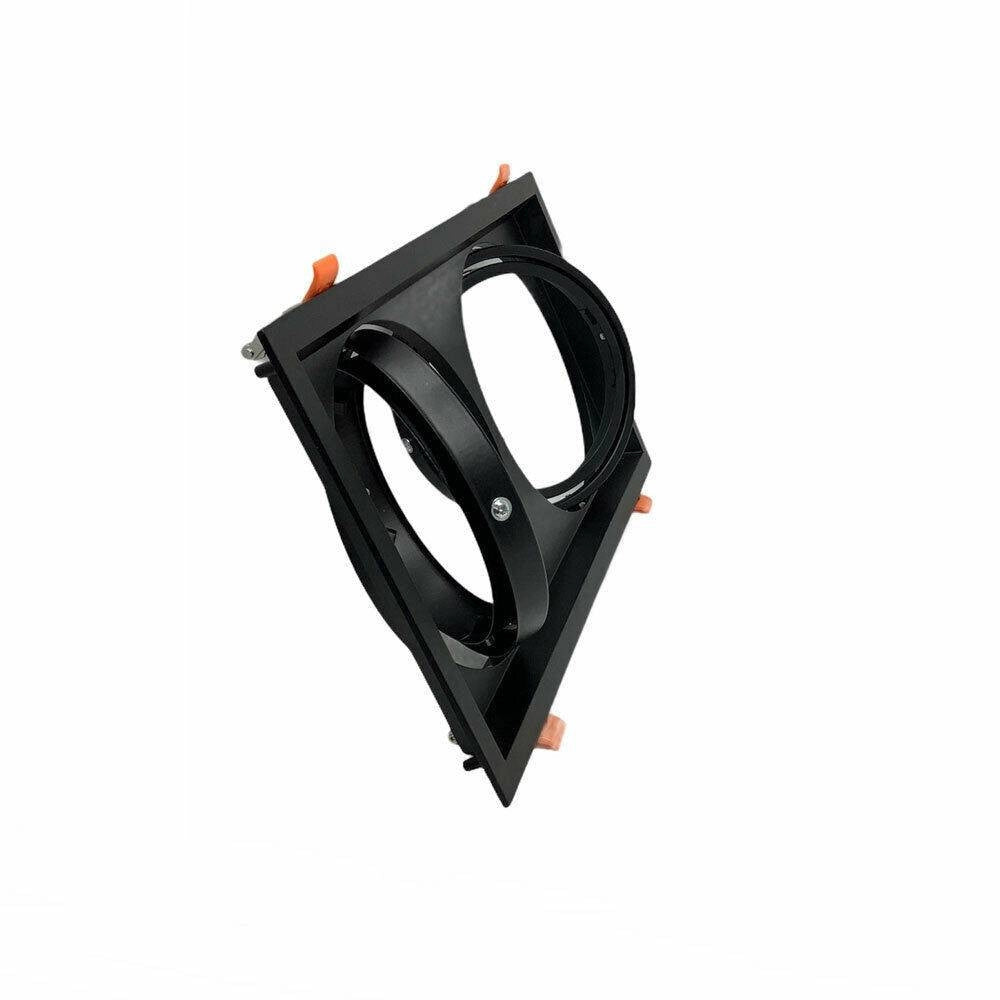 Trade Shop - Porta Faretto Incasso Doppio Faretto Ar111 Rettangolare Orientabile P-ar111-2 - Nero