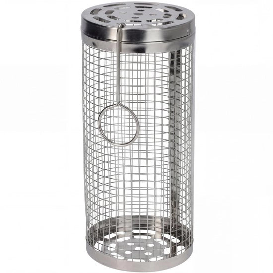 Accessori per BBQ in acciaio inossidabile - cilindrico per verdure/gambette - per grigliate all'aperto - 9 x 20 cm - cilindro per griglia