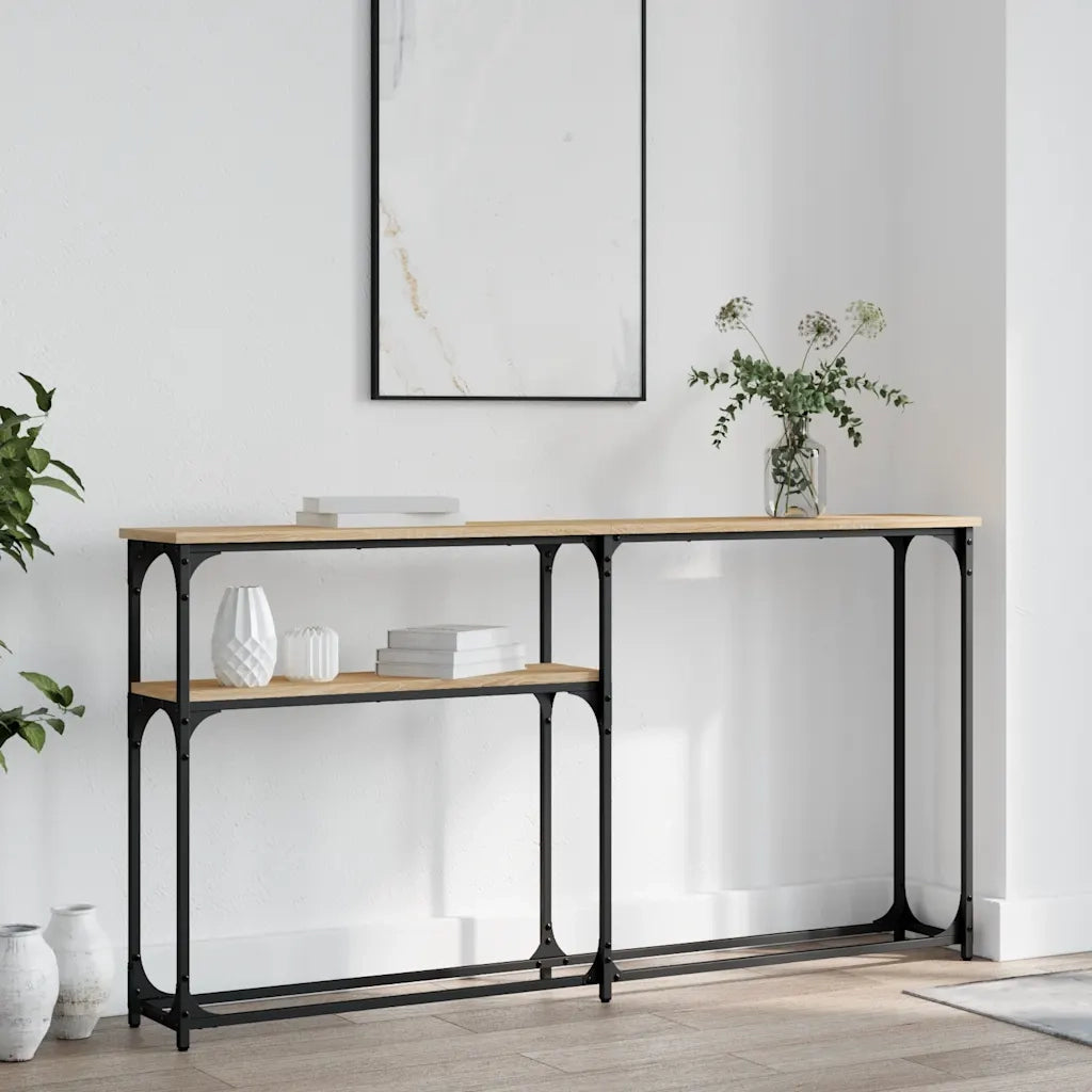 Tavolino Consolle-Tavolino da soggiorno-Tavolo Rovere Sonoma 145x22,5x75cm Legno Multistrato