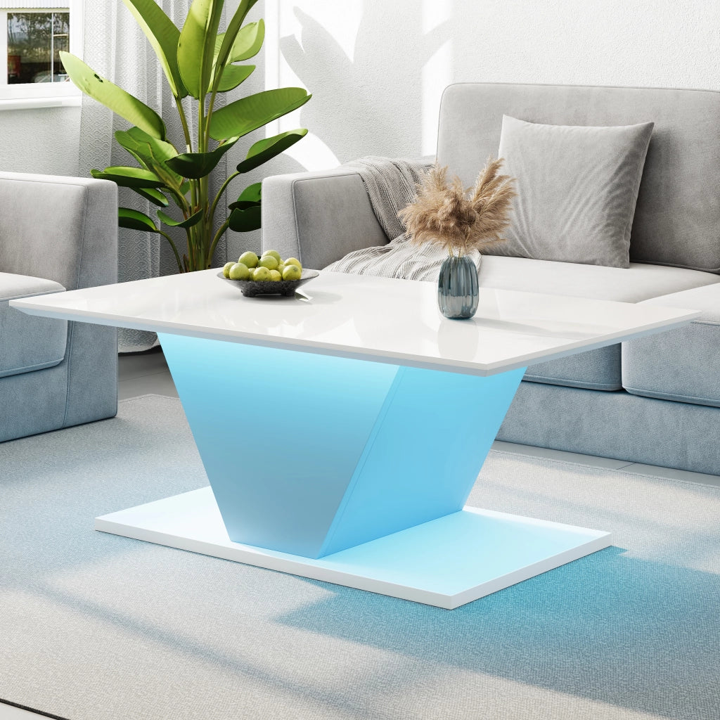 TAVOLINO DA CAFFÈ 100x50x46 cm Bianco in Truciolare con LED