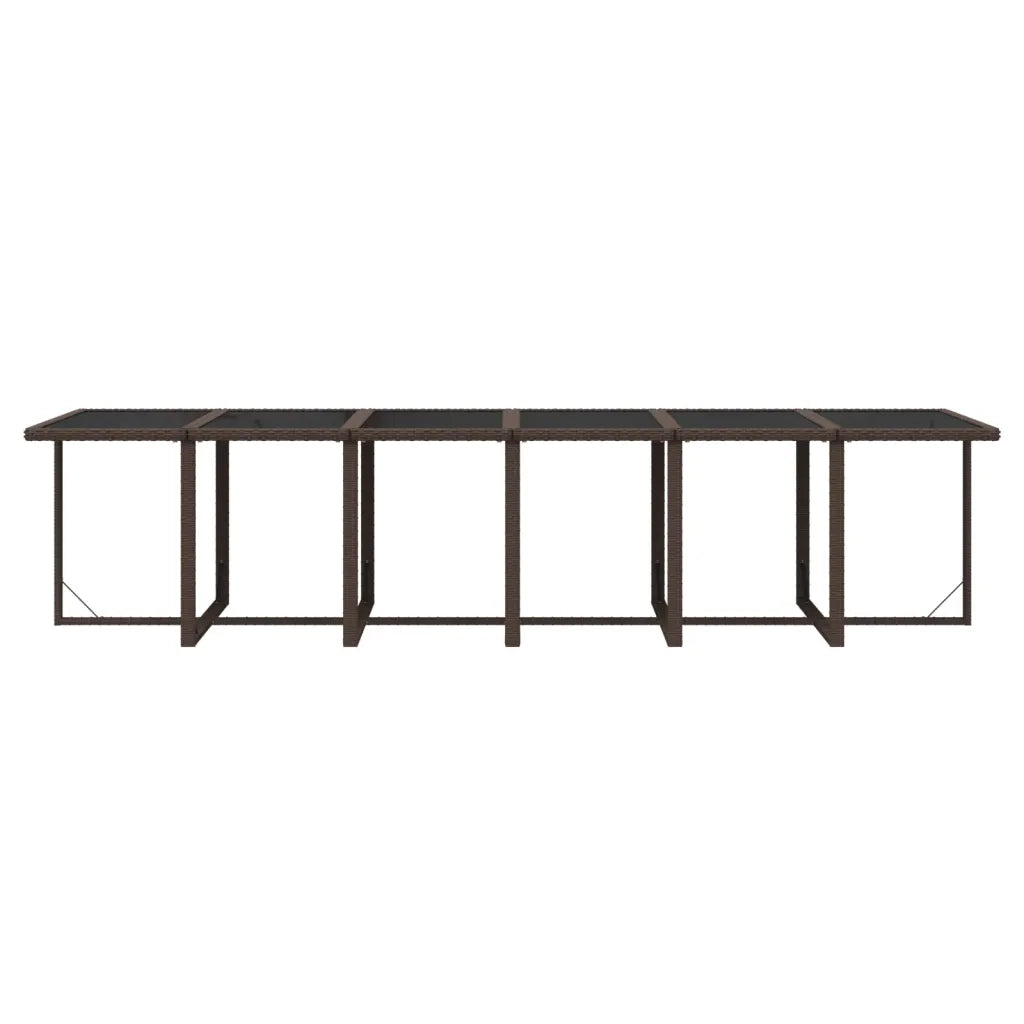 Set da Pranzo per Giardino 17 pz con Cuscini Polyrattan Marrone 3095621