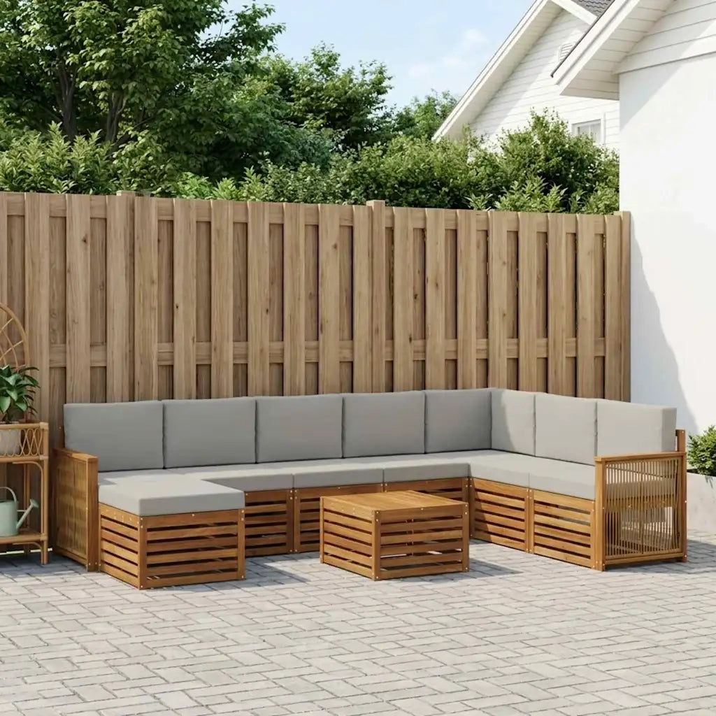 Set di divani da esterno 7 pcs Naturale e Grigio Chiaro 3384747