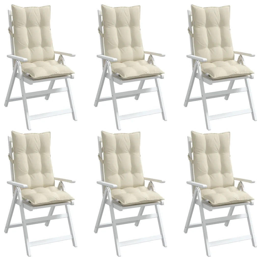 Cuscini per Sedia con Schienale Alto 6 pz Crema Tessuto Oxford 377610