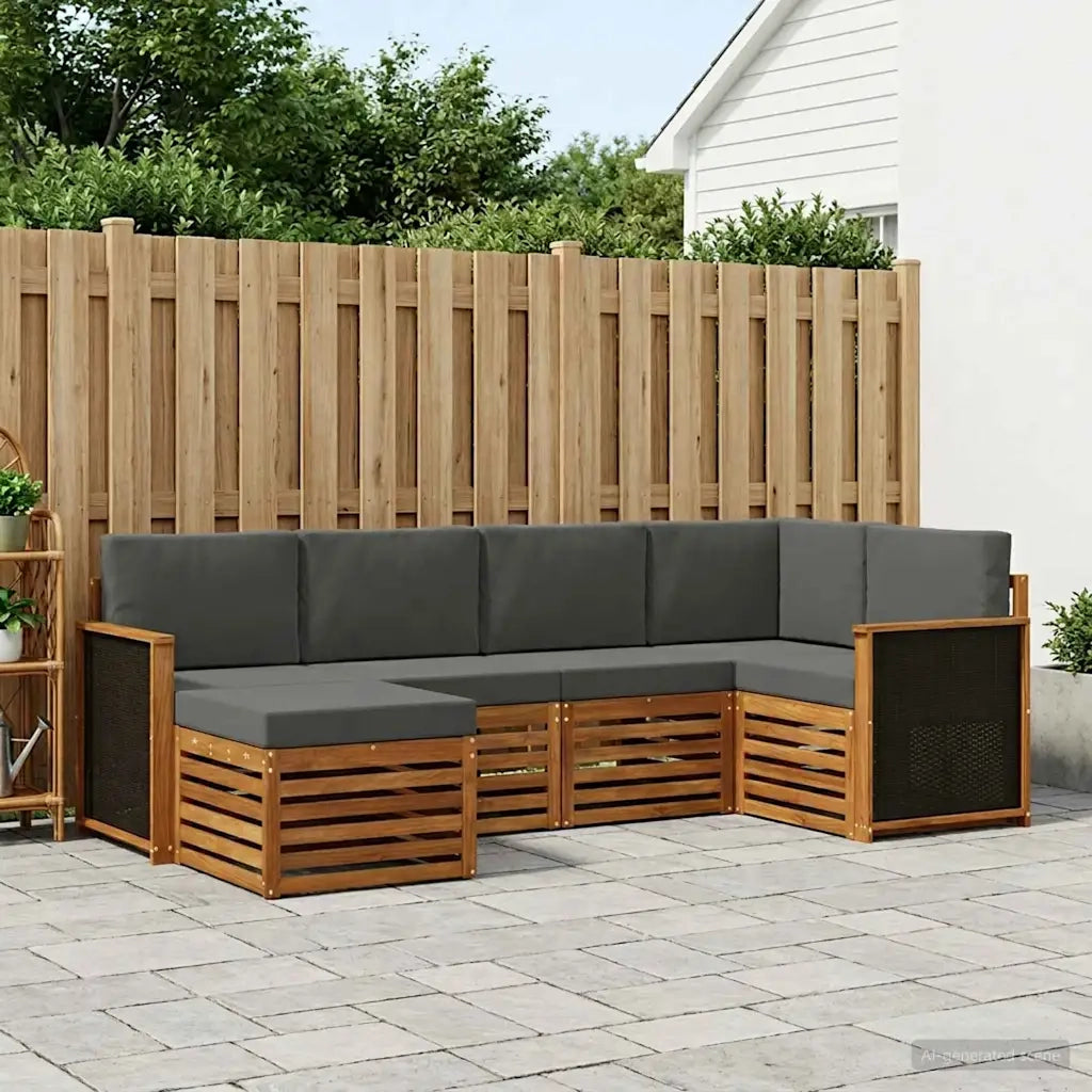 Set divano sezionale con cuscino 5 pcs Naturale e Antracite 3384553