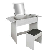 TOELETTA IN LEGNO CON SGABELLO E SPECCHIO 75X45X75 CM COLORE BIANCO