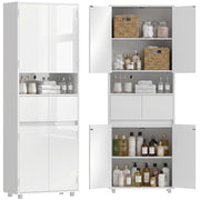 Mobile Alto da Bagno Slim Bianco Lucido con Cassetti e Ripiani
