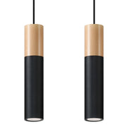 Lampada a sospensione MARCOS 2 nera legno GU10 Pure Lume