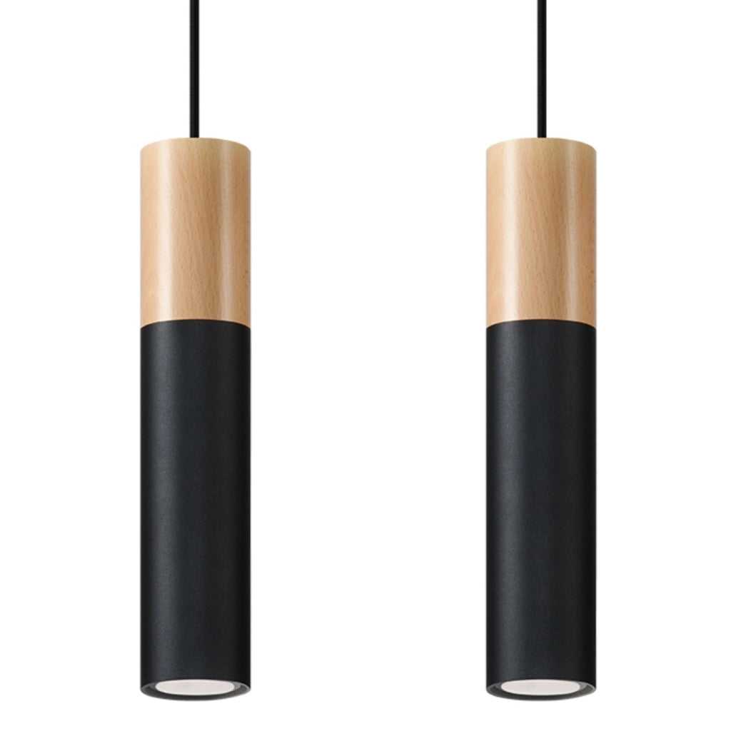 Lampada a sospensione MARCOS 2 nera legno GU10 Pure Lume