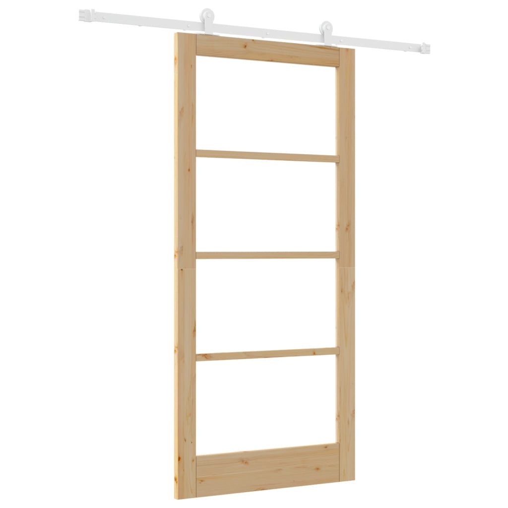 Porta Scorrevole  con Set di Componenti 'ORKDAL'Legno Massello e Vetro