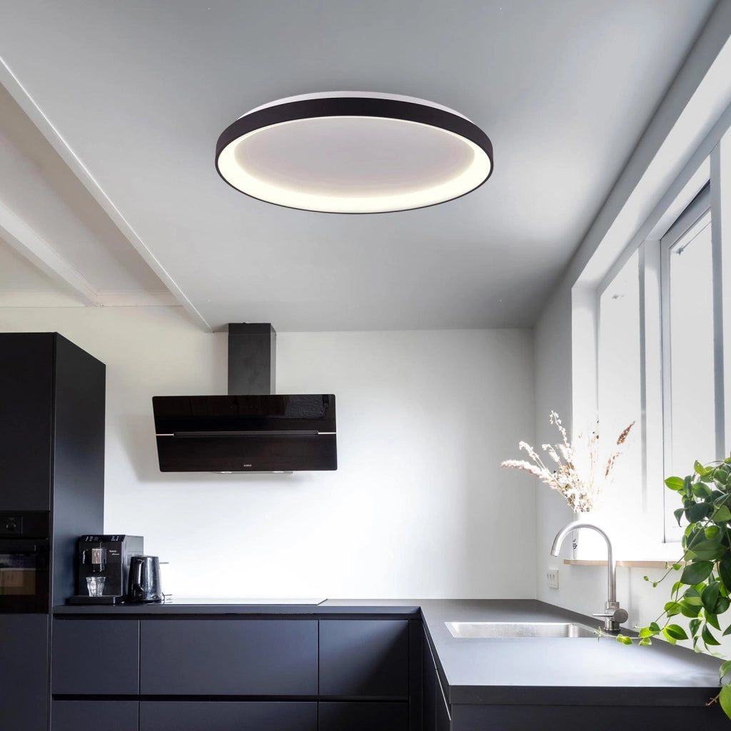 Plafoniera tonda LED Merope 600 CCT 42W 3000K 4000K luce soffitto lampada muro cucina ufficio 230V 58cm COLORE NERO