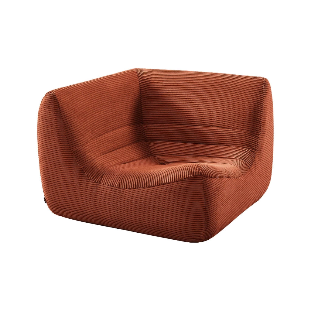 Poltrona angolare in velluto a coste, 1 posto, terracotta