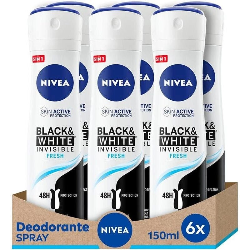 NIVEA SET 6 PZ DEODORANTE SPRAY 150ML BLACK & WHITE FRESH