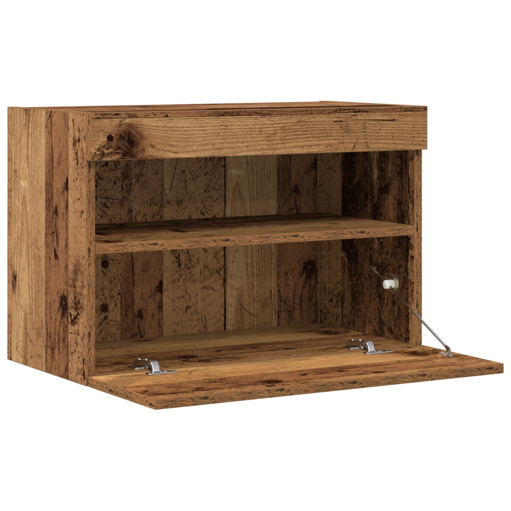 Armadi da muro per TV  con luci LED 2 pezzi in legno antico 60x30x40 cm