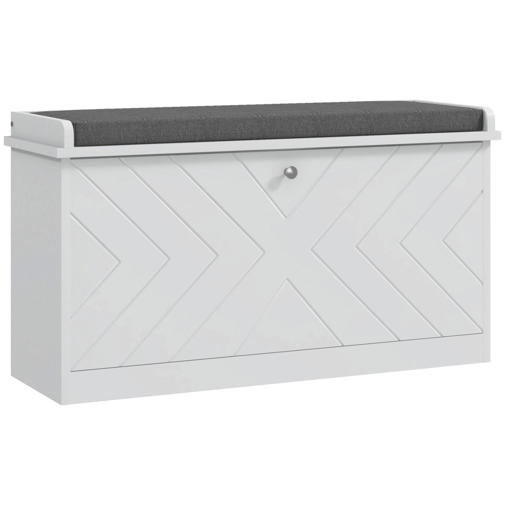 Panca Scarpiera con Cassetto Ribaltabile ¨C Minimal ¨C Bianco 80x26x44.5 cm