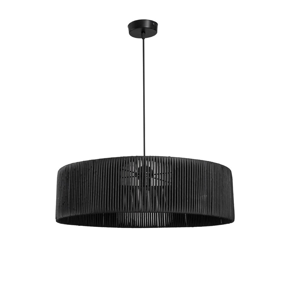 Lampada da soffitto Roya ASZ1749 in carta intrecciata rustica colore nero H66xL55