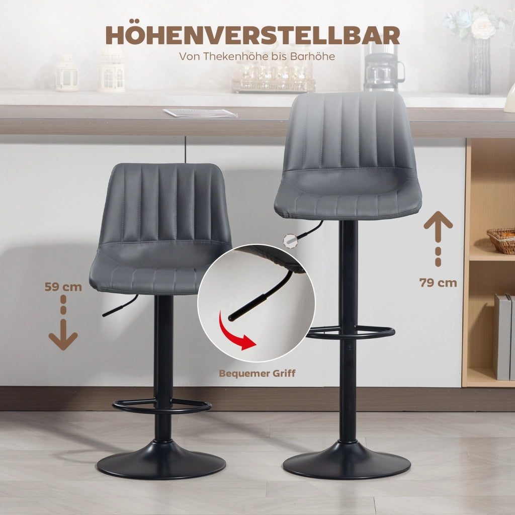 Sgabelli Bar 2 Pezzi Retr¨° con Poggiapiedi Altezza Regolabile ¨C Zephmum ¨C 43x49.5x111 cm