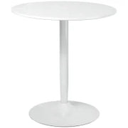 Tavolo Rotondo Moderno per 2 Persone in MDF e Acciaio , Ø70x75cm, Bianco