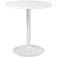 Tavolo Rotondo Moderno per 2 Persone in MDF e Acciaio , Ø70x75cm, Bianco