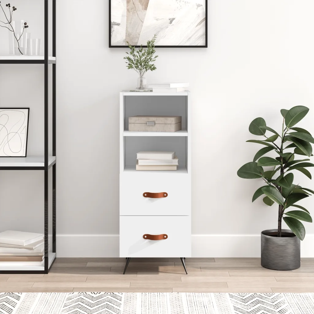 Credenza Bianca 34,5x34x90 cm in Legno Multistrato 828636