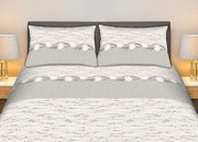 Completo Lenzuola Stiro Facile 100% Cotone Made Italy Effetto Seta Disegno Tulip - Matrimoniale - Grigio