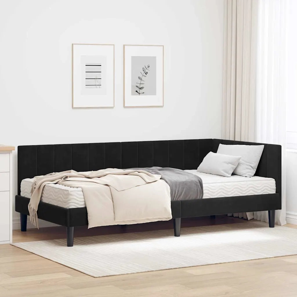 vidaXL Cornice del letto ad angolo Nero 100 x 200 cm Velluto