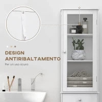 kleankin Mobile Colonna Bagno Salvaspazio con Armadietto, Cassetto e Ripiani in MDF, 40x27x171.5cm, Bianco