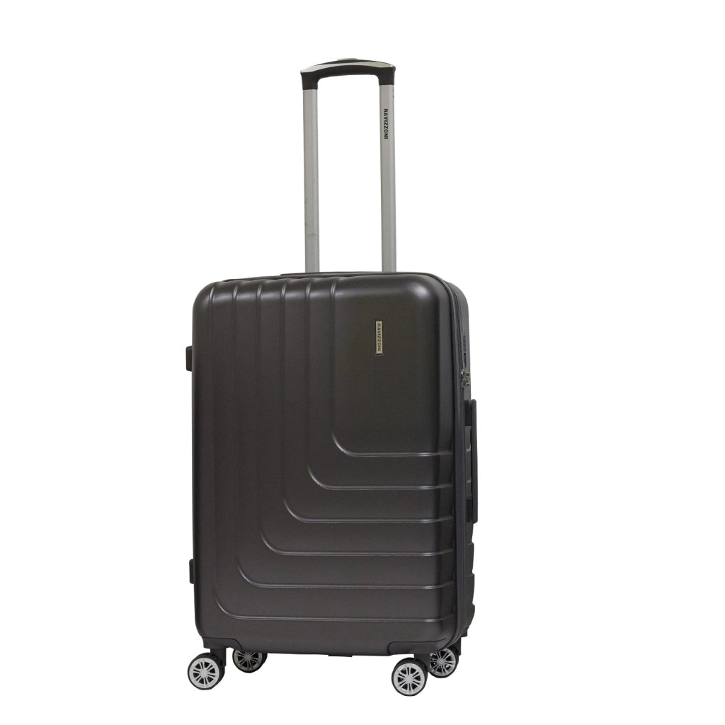 Trolley valigia in ABS rigido espandibile, 4 doppie ruote grigio 43x27x67cm Natan