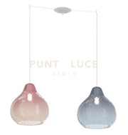 SOSPENSIONE BIANCO 2 LUCI SPOSTABILE VETRI (1 GRANDE ZAFFIRO + 1 GRANDE RUBINO) 1191BI-S2 SG-ZR