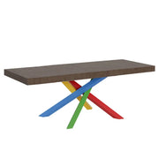 Tavolo allungabile 160/420x90 cm Volantis Premium colore noce gambe multicolore 4/B