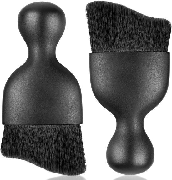 Set di pulizia 2 in 1 per interno, pennello morbido con setole, design curvo per pulizia autoreinvenimento, pennello per auto senza graffi per il cruscotto, vani di aerazione e aperture