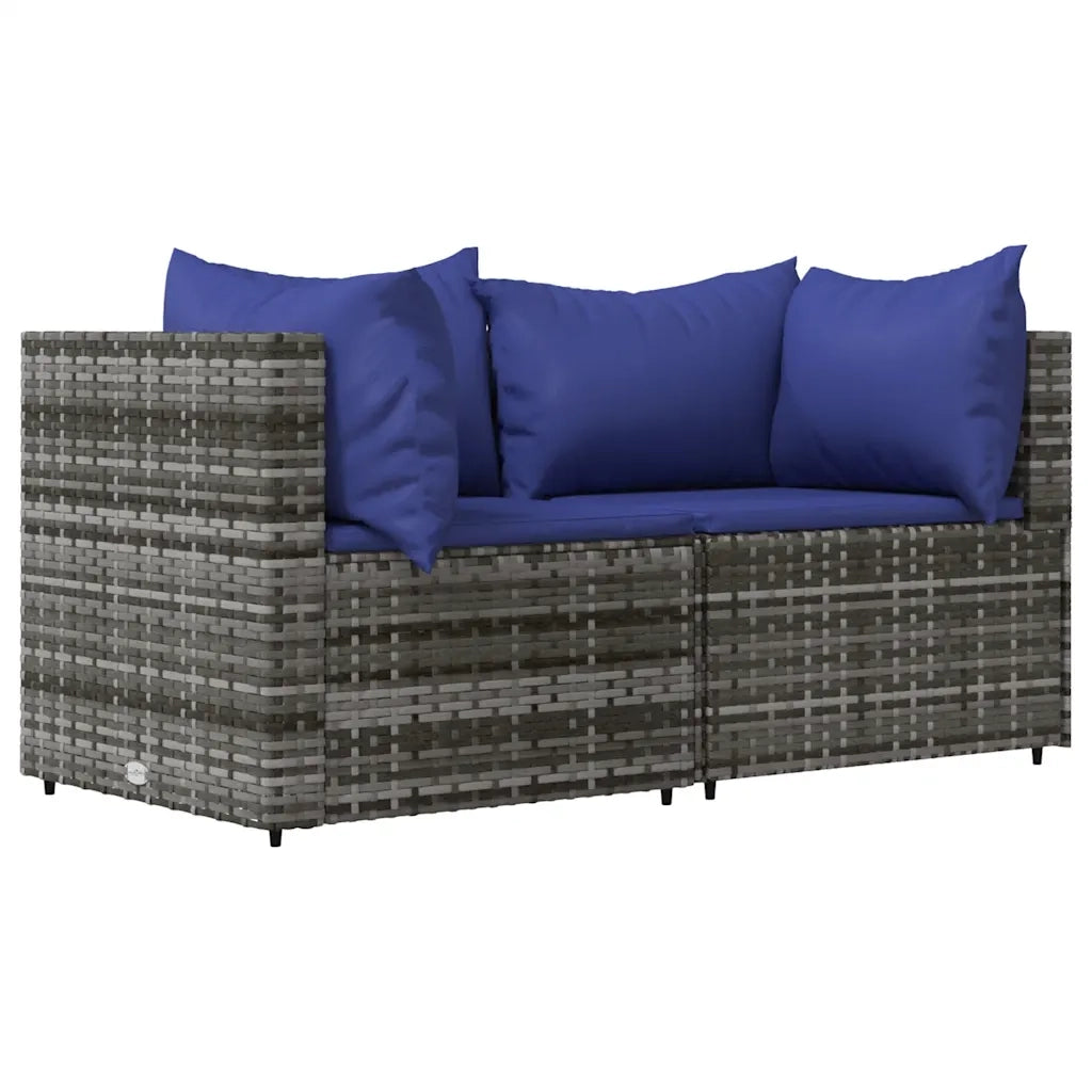 Set Divani da Giardino 3 pz | Set Salotto da Giardino con Cuscini in Polyrattan Grigio