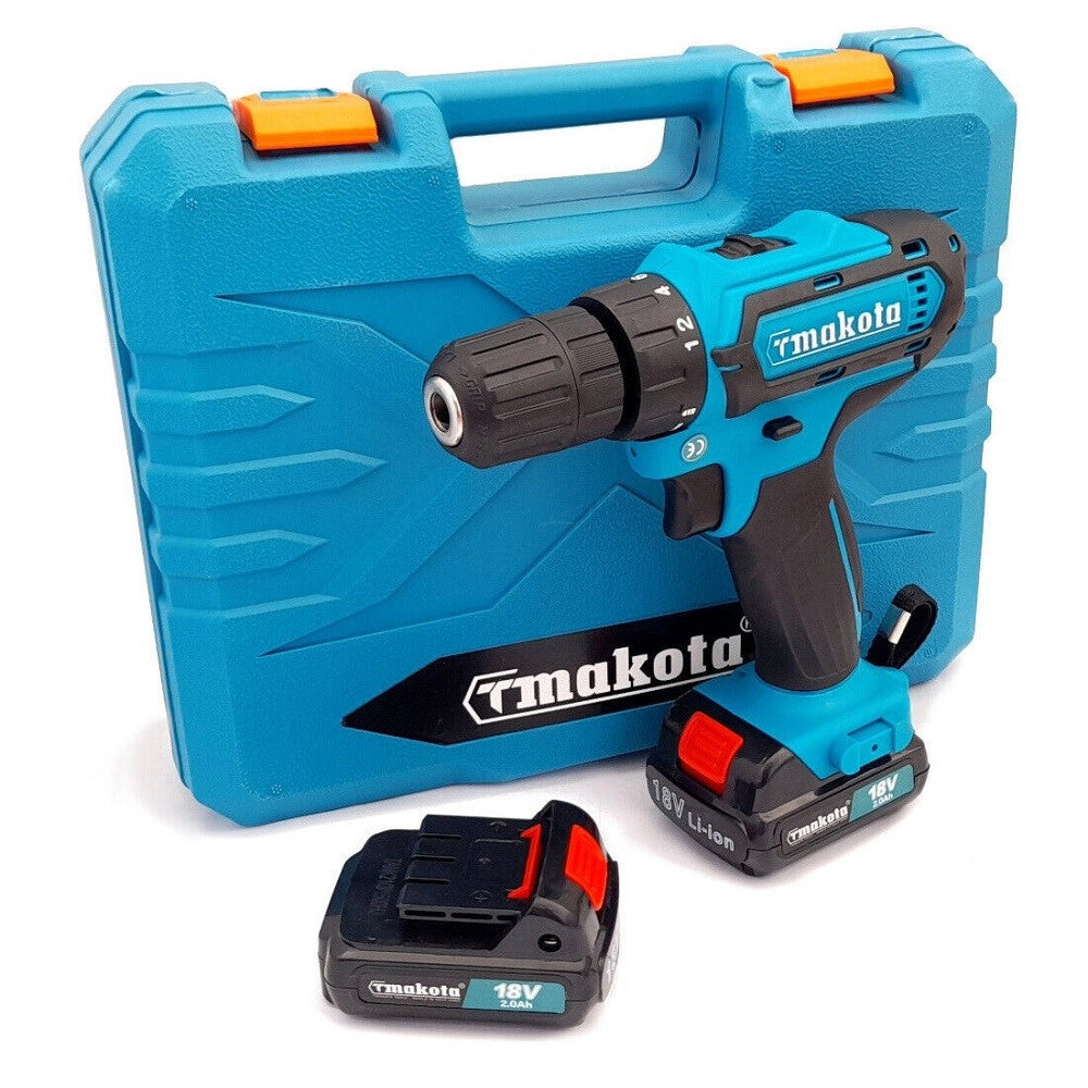 Trade Shop - Trapano Avvitatore A Doppia Batteria Litio 18v 2ah Valigia 24 Accessori Tm331d -