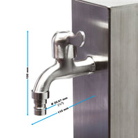 Fontanella in acciaio inox 95 cm, colonna d'acqua con rubinetto e raccordo, resistente ai raggi UV e al gelo