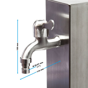 Fontanella in acciaio inox 95 cm, colonna d'acqua con rubinetto e raccordo, resistente ai raggi UV e al gelo