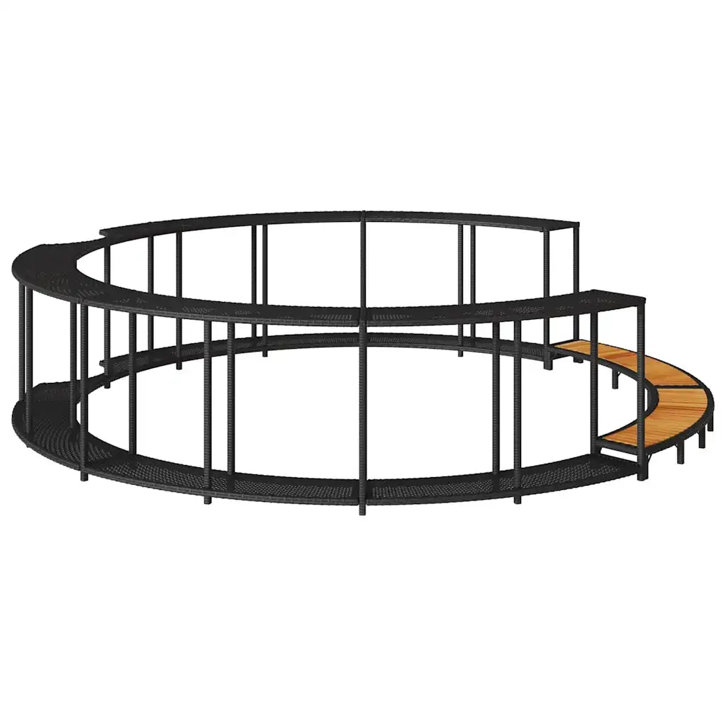 Bordo per Vasca da Spa con Portaoggetti&Gradino Polyrattan Nero CFW5826697