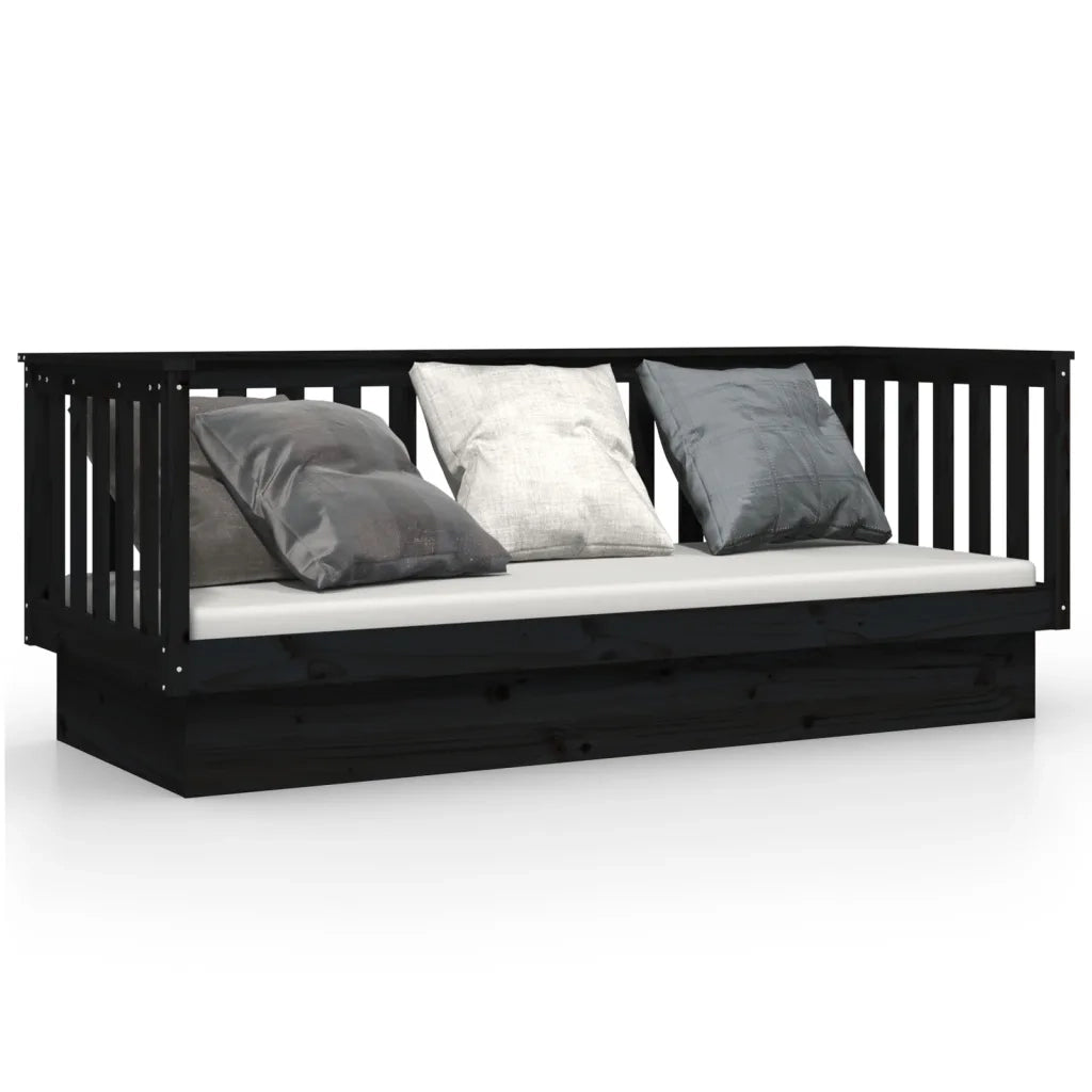 Letto singolo | Letto per adulti | Dormeuse Nera 75x190 cm in Legno Massello di Pino