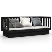 Letto singolo | Letto per adulti | Dormeuse Nera 75x190 cm in Legno Massello di Pino