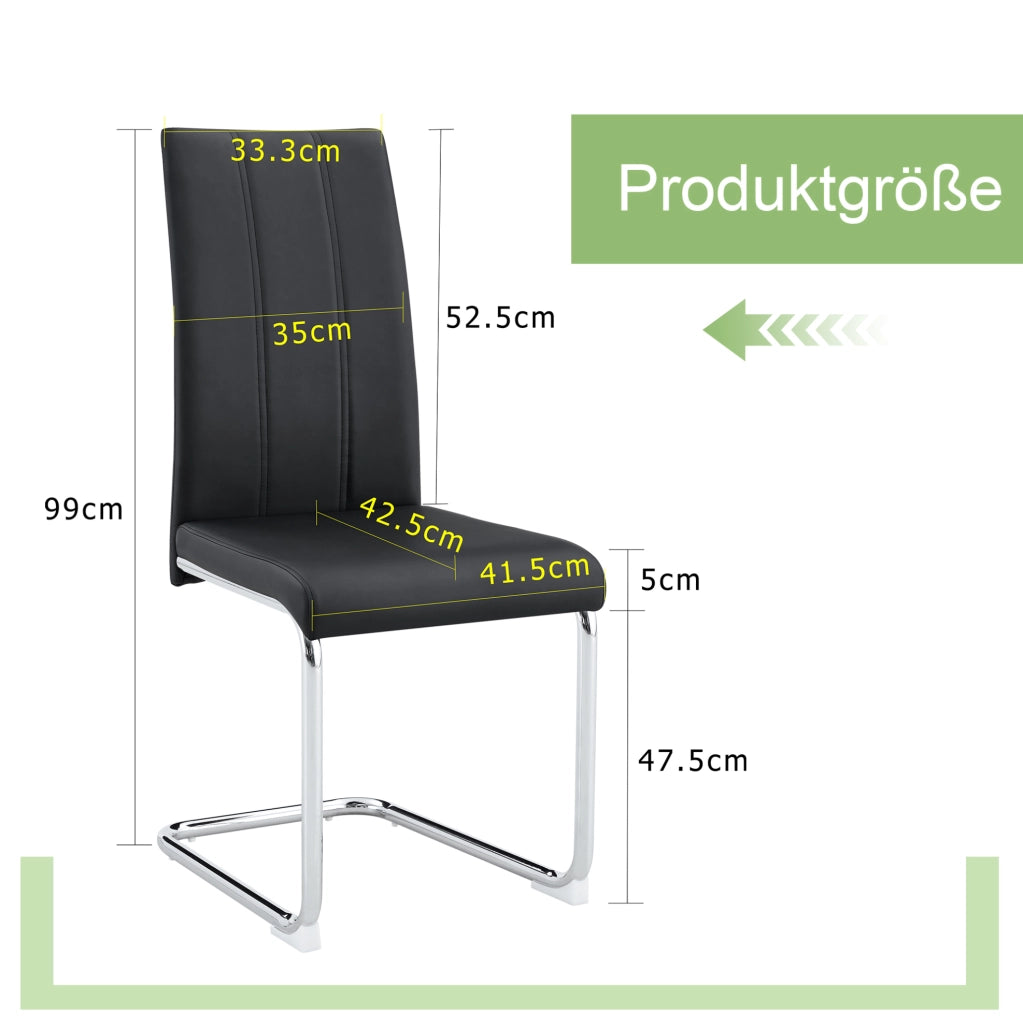 Sedia da pranzo nera in PU e metallo con seduta ergonomica