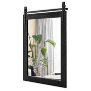 Specchio decorativo da parete 76 x 56 cm infrangibile in stile rustico con cornice in legno massello nero 20_0012868