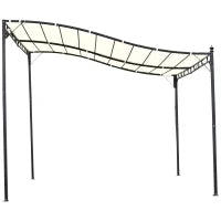 Gazebo Pergola 3x3m da Giardino con Tenda Impermeabile Crema