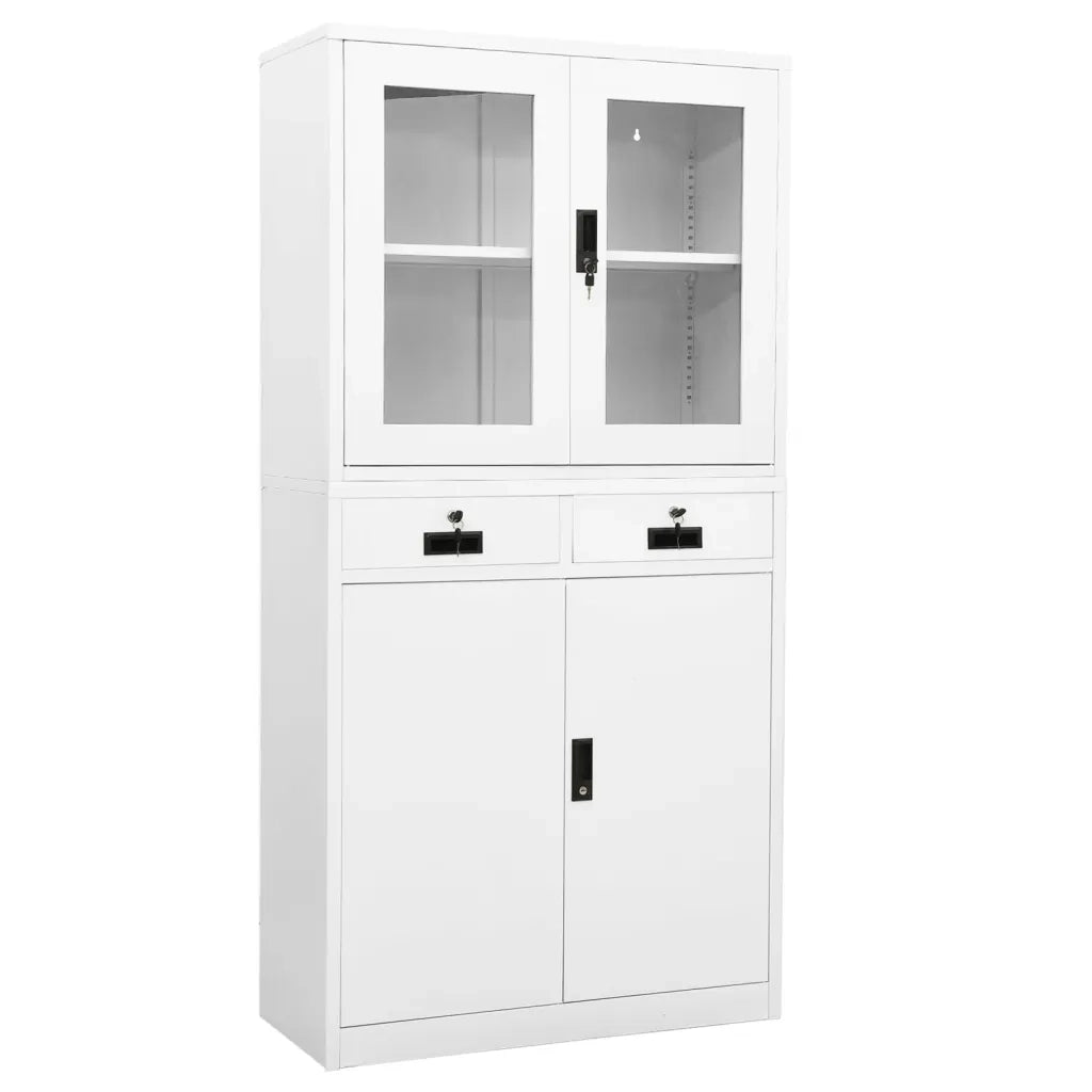 Armadio per Ufficio Bianco 90x40x180 cm in Acciaio e Vetro cod mxl 39418