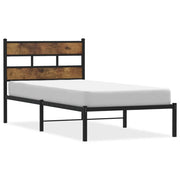 Letto singolo | Letto per adulti | Giroletto senza Materaso in Metallo Rovere Fumo 80x200 cm