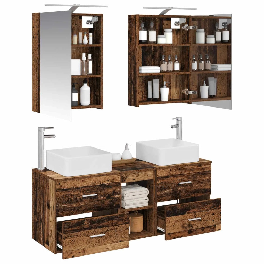 Set di mobili per il bagno 5 pcs Legno antico 3406757