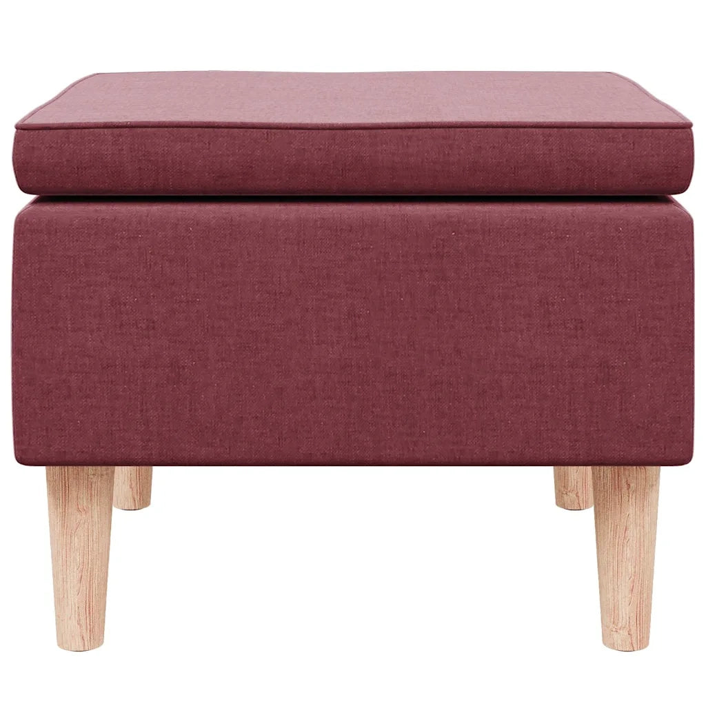 Poggiapiedi con Gambe in Legno Rosso Vino in Tessuto cod mxl 46505