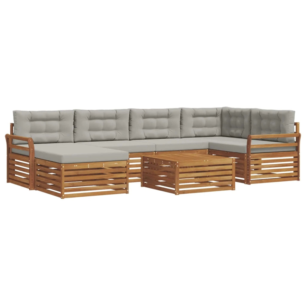 Set di divani da esterno 7 pcs Grigio Naturale e Chiaro