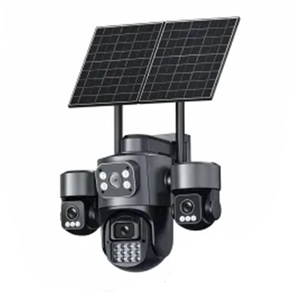 Trade Shop - Telecamera Di Videosorveglianza A Quattro Lenti Aov Ptz Rotante 4g A Energia Solare -